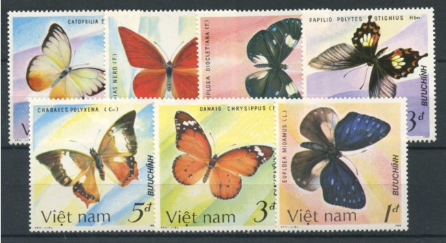 1986 - VIET NAM - LOTTO/19782 - FARFALLE  7v. - NUOVI