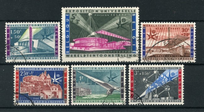 1958 - LOTTO/18002 - BELGIO - EXPO DI BRUXELLES 6V. - USATI