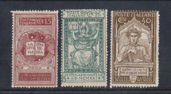 1921 - LOTTO/REG118CPL - REGNO - DANTE ALIGHIERI 3v. T/L