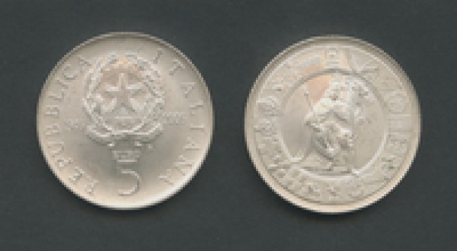 2006 - LOTTO/M19460 - REPUBBLICA -  5 EURO 60° ANNIVERSARIO - ARGENTO