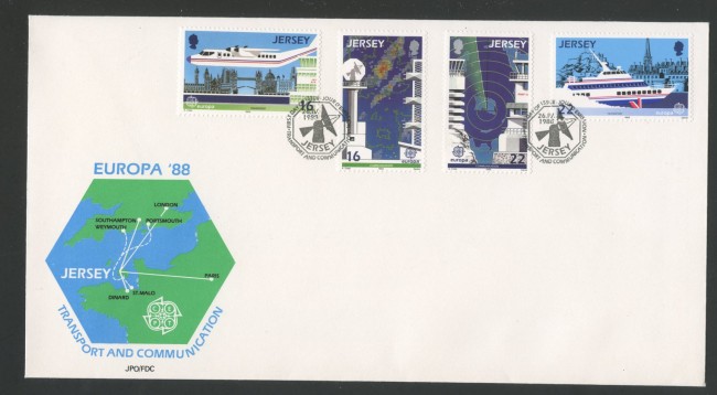 1988 - JERSEY - LOTTO/41800 - EUROPA 4v. - BUSTA FDC