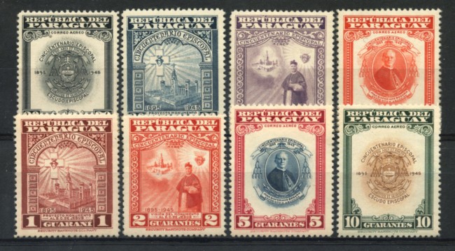 1945 - LOTTO/19567 - PARAGUAY - P/A  CENTENARIO EPISCOPALE 8v. - NUOVI