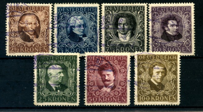 1922 - LOTTO/24274 - AUSTRIA - COMPOSITORI AUSTRIACI 7v. - USATI