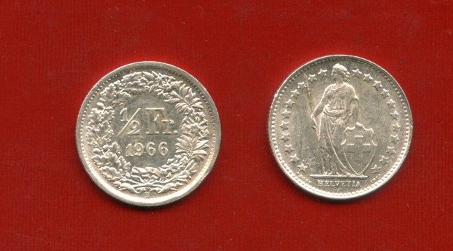 1966 - LOTTO/M47485 - SVIZZERA - 1/2 FRANCO ARGENTO