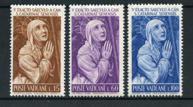 1962 - LOTTO/5883 - VATICANO - S.CATERINA DA SIENA 3v. - NUOVI