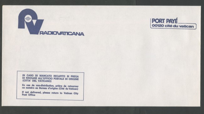 LOTTO/17120 - VATICANO - RADIO VATICANA BUSTA PORT PAYE' - NUOVA