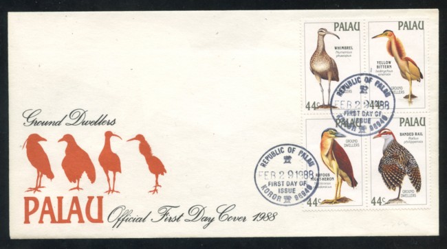 1988 - LOTTO/19576 - PALAU - UCCELLI 4V. - BUSTA FDC