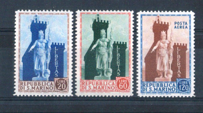 1954 - LOTTO/RSMA421CPL - S. MARINO - STATUA DELLA LIBERTA  3v. LING.