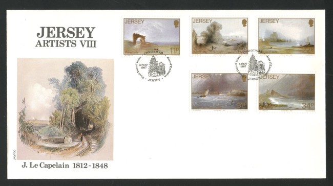 1987 - JERSEY - LOTTO/41768 - NATALE  5v. - BUSTA FDC