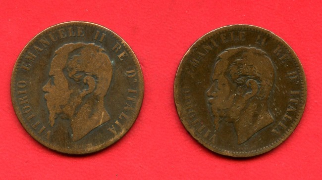 1866 - REGNO - LOTTO/M42901 - 10 CENTESIMI VITTORIO EMANUELE II°  2 ESEMPLARI DIVERSA ZECCA