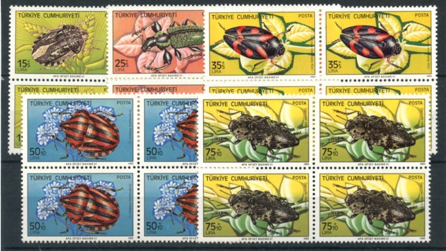 1983 - TURCHIA  - LOTTO/19828Q - INSETTI DANNOSI 5v. - QUARTINE