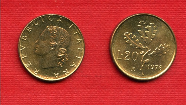 1978 - LOTTO/M21703 - REPUBLICA - 20 LIRE RAMO DI QUERCIA