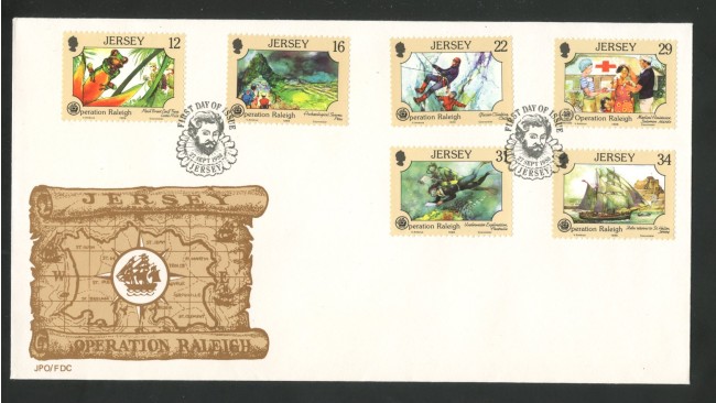 1988 - JERSEY - LOTTO/41766 - OPERAZIONE RELEIGH  6v. - BUSTA FDC