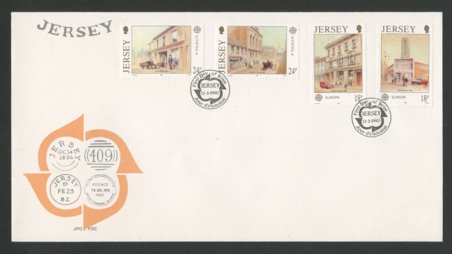1990 - JERSEY - LOTTO/41792 - EUROPA  4v. - BUSTA FDC