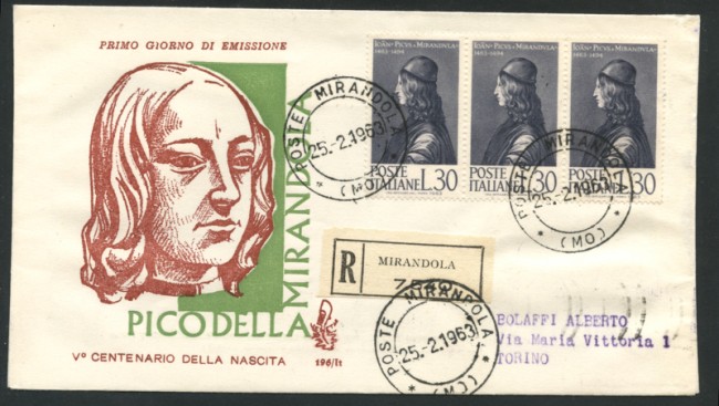 1963 - LOTTO/15969 - REPUBBLICA - PICO DELLA MIRANDOLA - BUSTA FDC