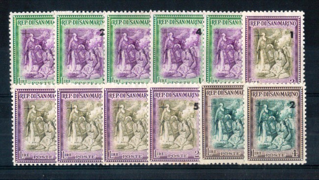 1947 - LOTTO/RSM329CPL - SAN MARINO - ALBERONIANA SOPRASTAMPATA 12v. LING.