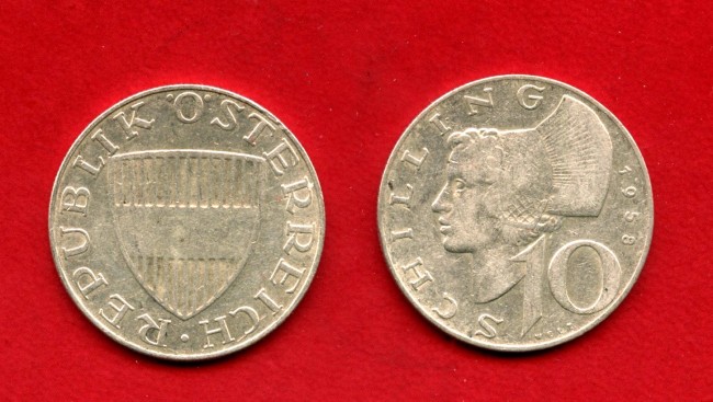 1958 - AUSTRIA - LOTTO/M48115 - 10 SCELLINI ARGENTO