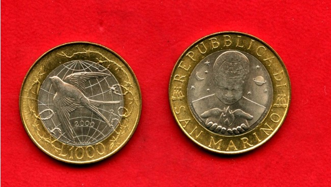 2000 - SAN MARINO - LOTTO/M48142 - 1000 LIRE BICOLORE