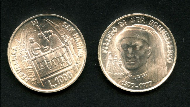1977 - SAN MARINO - LOTTO/M43756 - 1000 LIRE ARGENTO BRUNELLESCHI