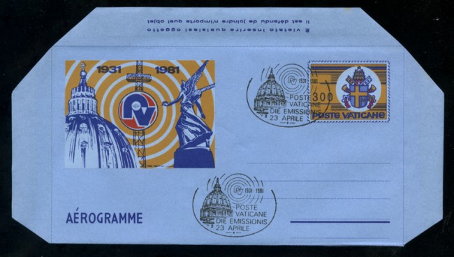 1981 - LOTTO/17109U - VATICANO - RADIO VATICANA AEROGRAMMA - FDC