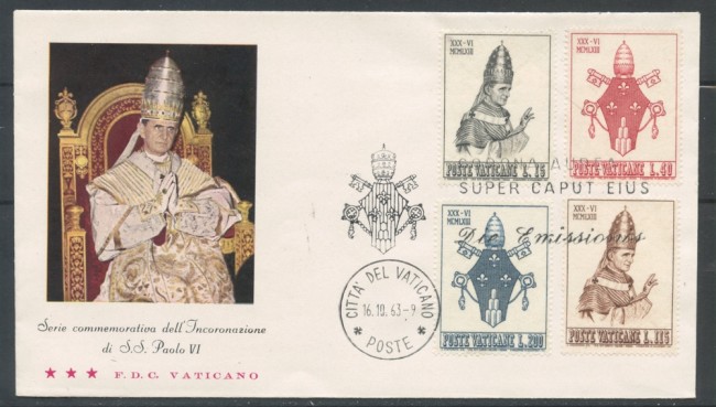 1963 - VATICANO - INCORONAZIONE PAPA PAOLO VI° - BUSTA FDC - LOTTO/25408