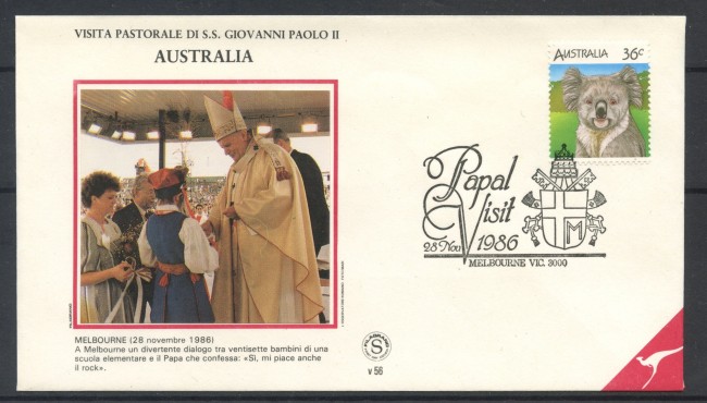 1986 - AUSTRALIA - MELBOURNE - VISITA DI PAPA GIOVANNI PAOLO II° - BUSTA - LOTTO/31129