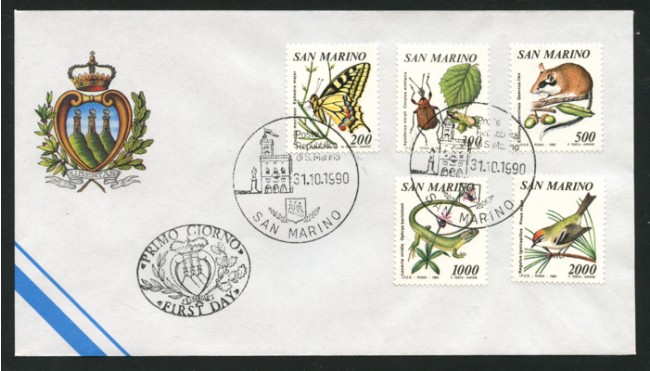 1990 - LOTTO/13581 - SAN MARINO - FLORA E FAUNA - BUSTA FDC