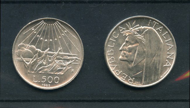 1965 - LOTTO/MITA65DAN - REPUBBLICA - 500 LIRE DANTE ALIGHIERI