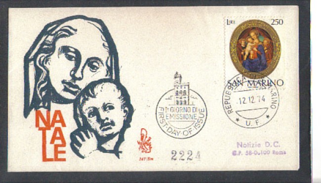 1974 - LOTTO/7956Z - SAN MARINO - NATALE - FDC