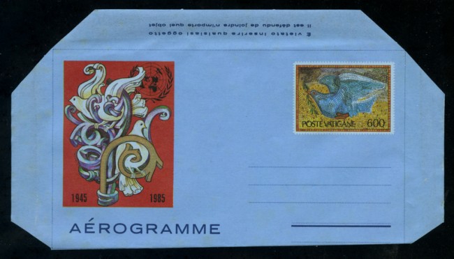 1985 - LOTTO/17113 - VATICANO - O.N.U. AEROGRAMMA - NUOVO