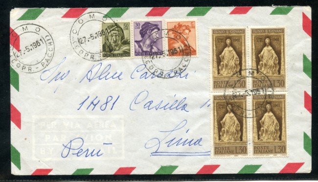 1961 - REPUBBLICA - LOTTO/23036 - BUSTA VIA AEREA PER IL PERU'