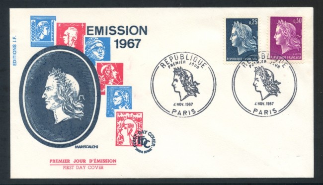 1967 - FRANCIA - 25/30c. MARIANNA DI CHEFFER - BUSTA FDC - LOTTO/25756