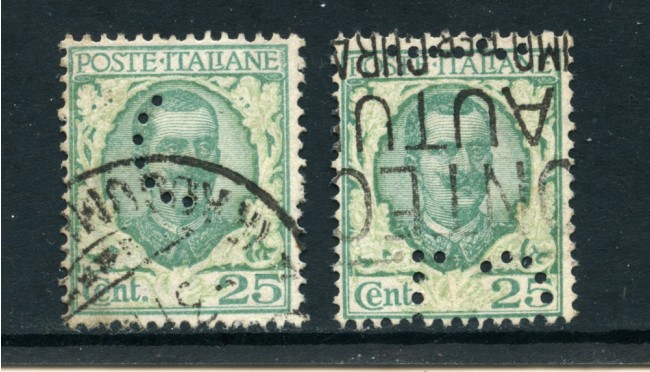1926 - LOTTO/4715 - REGNO - 25c.  FLOREALE  2 VALORI USATI PERFIN