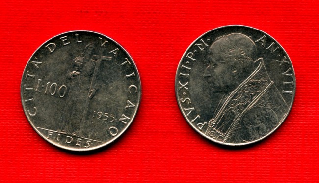 1955 - LOTTO/M16671 - VATICANO - 100 LIRE PIO XII°