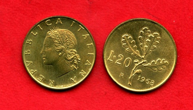 1968 - REPUBBLICA - LOTTO/M48109 - 20 LIRE RAMO DI QUERCIA FIOR DI CONIO
