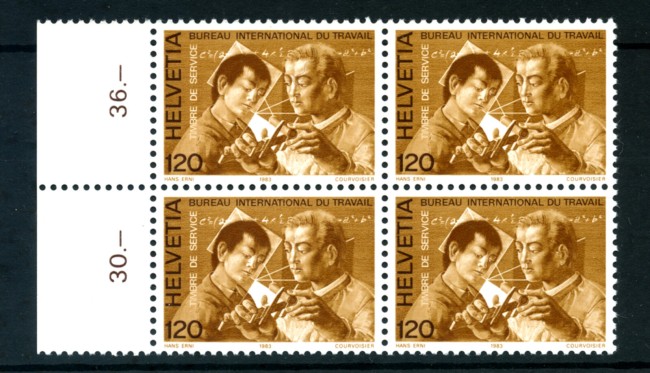 1983 - LOTTO/23593Q - SVIZZERA - SERVIZIO - UFFICIO DEL LAVORO - QUARTINA NUOVI