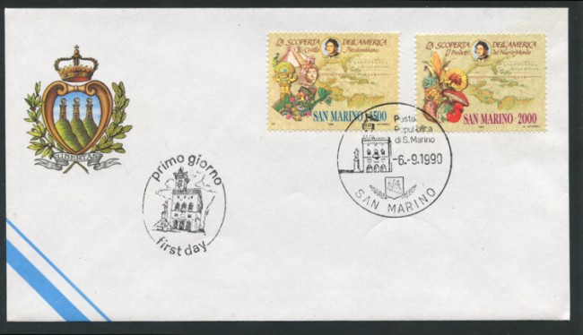 1990 - SAN MARINO - CELEBRAZIONI COLOMBIANE - BUSTA FDC- LOTTO/15312