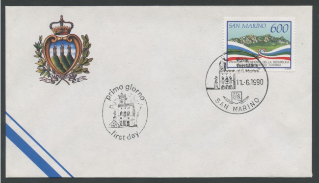 1990 - LOTTO/15313 - SAN MARINO - VISITA PRESIDENTE DELLA REPUBBLICA - BUSTA FDC