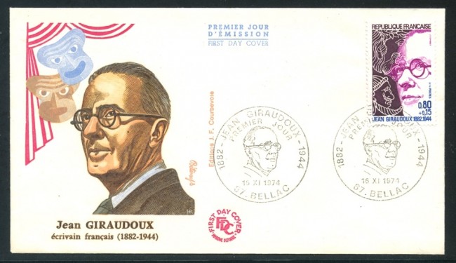 1974 - FRANCIA - JEAN GIRAUDOX - BUSTA FDC - LOTTO/26719