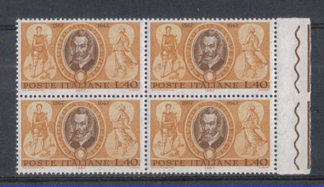 1967 - LOTTO/6465Q - REPUBBLICA - CLAUDIO MONTEVERDI QUARTINA