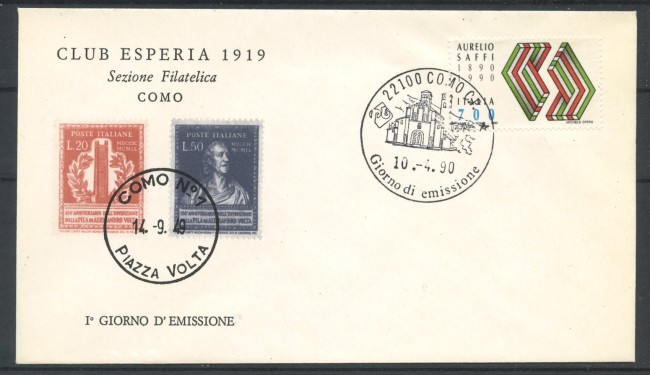 1990 - REPUBBLICA - LOTTO/39075 - AURELIO SAFFI - BUSTA FDC