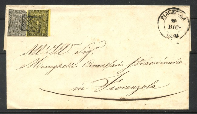 1952 - DUCATO DI PARMA - LOTTO/40766 - 5 PIU' 10 CENTESIMI SU LETTERA DA  PIACENZA