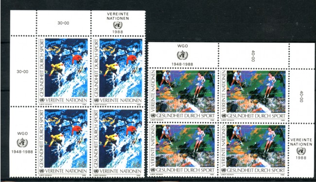 1988 - LOTTO/20262Q - ONU AUSTRIA - SPORT=SALUTE 2V. - QUARTINE