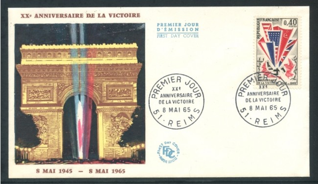 1965 - FRANCIA - ANNIVERSARIO DELLA VITTORIA - BUSTA FDC - LOTTO/26652
