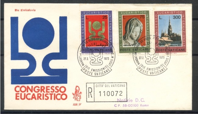 1973 - VATICANO - 40°  CONGRESSO EUCARISTICO - BUSTA FDC VENEZIA VIAGGIATA - LOTTO/27596