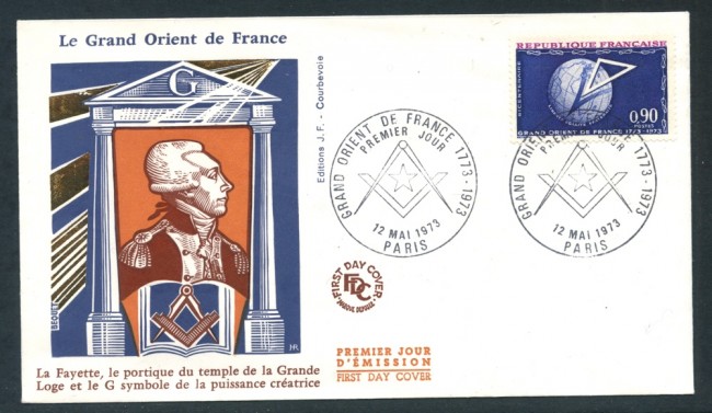 1973 - FRANCIA - GRANDE ORIENTE - BUSTA FDC - LOTTO/25750