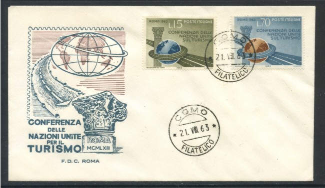 1963 - REPUBBLICA - CONFERENZA SUL TURISMO - BUSTA FDC - LOTTO/28588