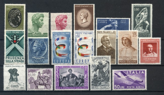 1957 - REPUBBLICA - ANNATA COMPLETA 18v. - NUOVI - LOTTO/30437