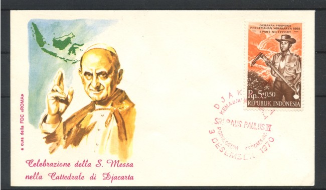 1970 - INDONESIA - LOTTO/41742 - PAPA PAOLO VI° CELEBRA MESSA A DJAKARTA - BUSTA