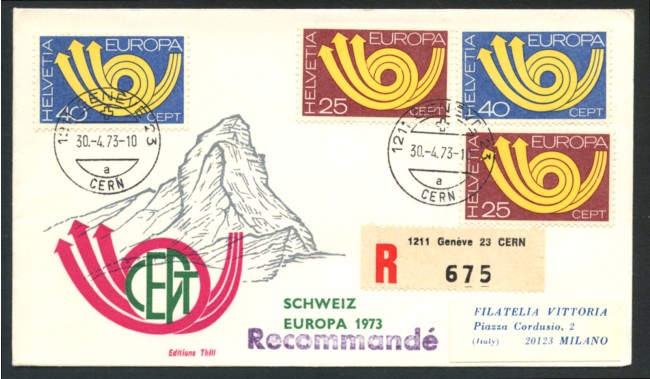 1973 - SVIZZERA - LOTTO/20462 - EUROPA BUSTA FDC  CERN